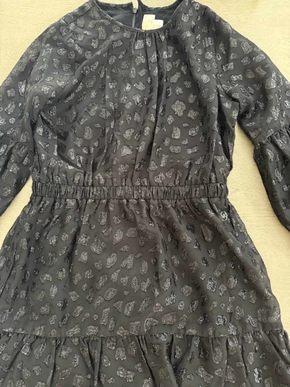 MICHAEL Michael Kors Black Sheer Dress with Metallic Leopard Motif